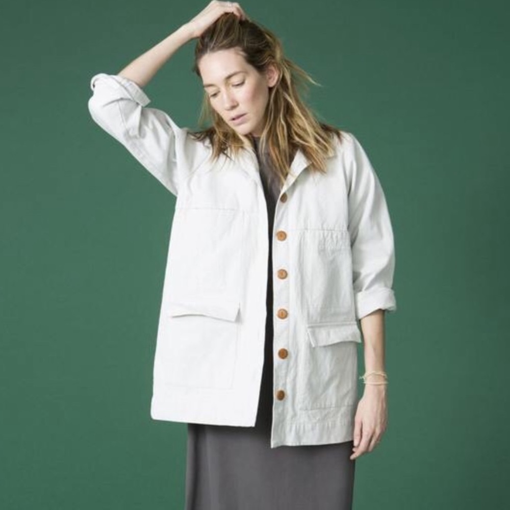 Ilana Kohn White Jacket with Brown Buttons
